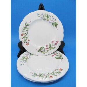 Minton Meadow Scalloped Set Of 3  Floral 6 3/8" Bread Plates VGC     1962-1970